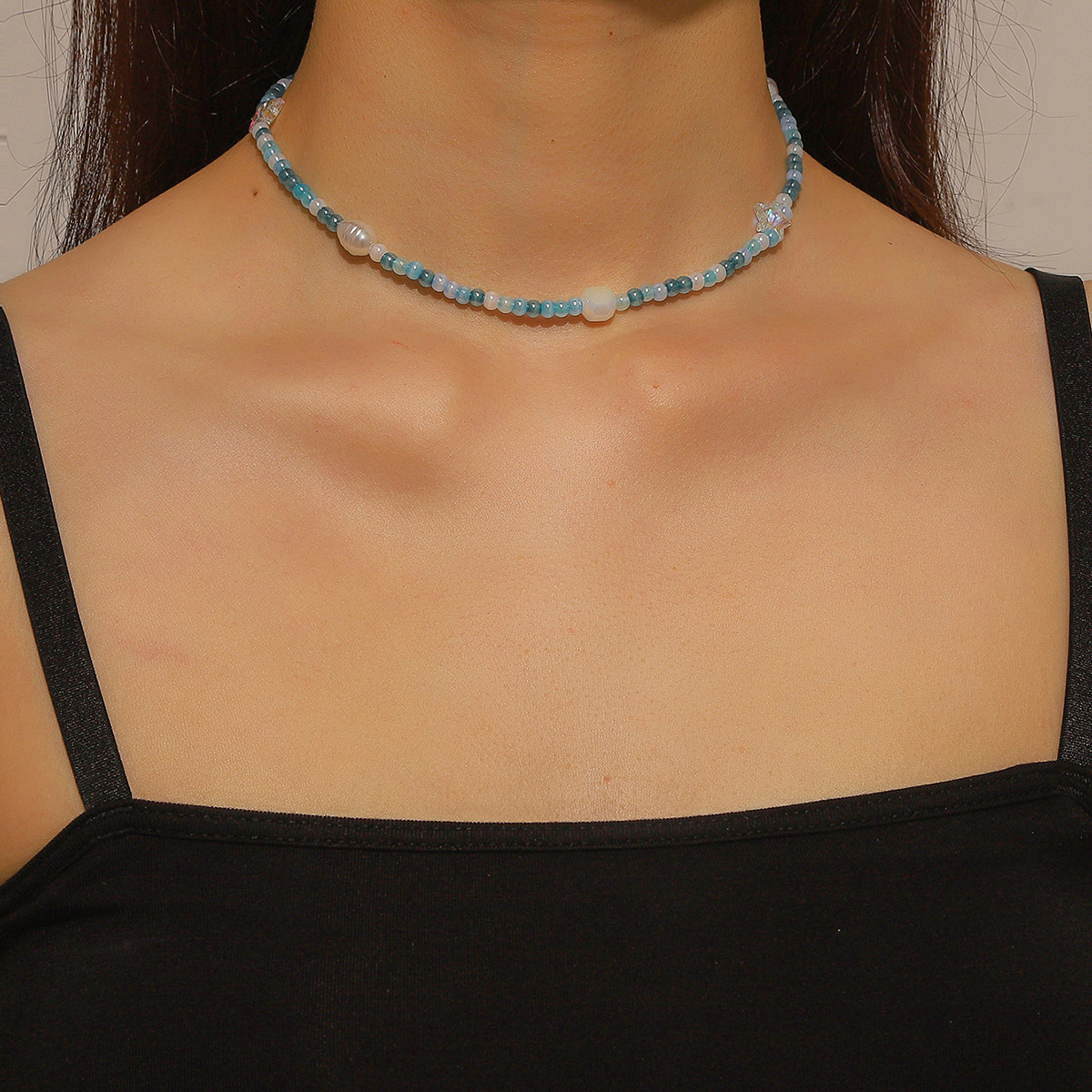 New ins color beaded necklace Women's versatile high end sense does not fade Bee handmade beaded necklace_voghion.com