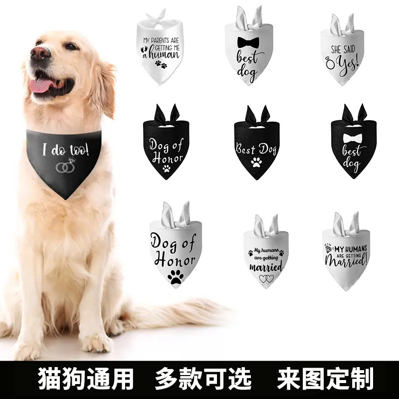 Hot-Selling DIY Printed Triangular Bandanas for Cross-Border Sales, Suitable for Cats and Dogs, Universal Pet Bibs, Vintage Wedding Pet Headscarves