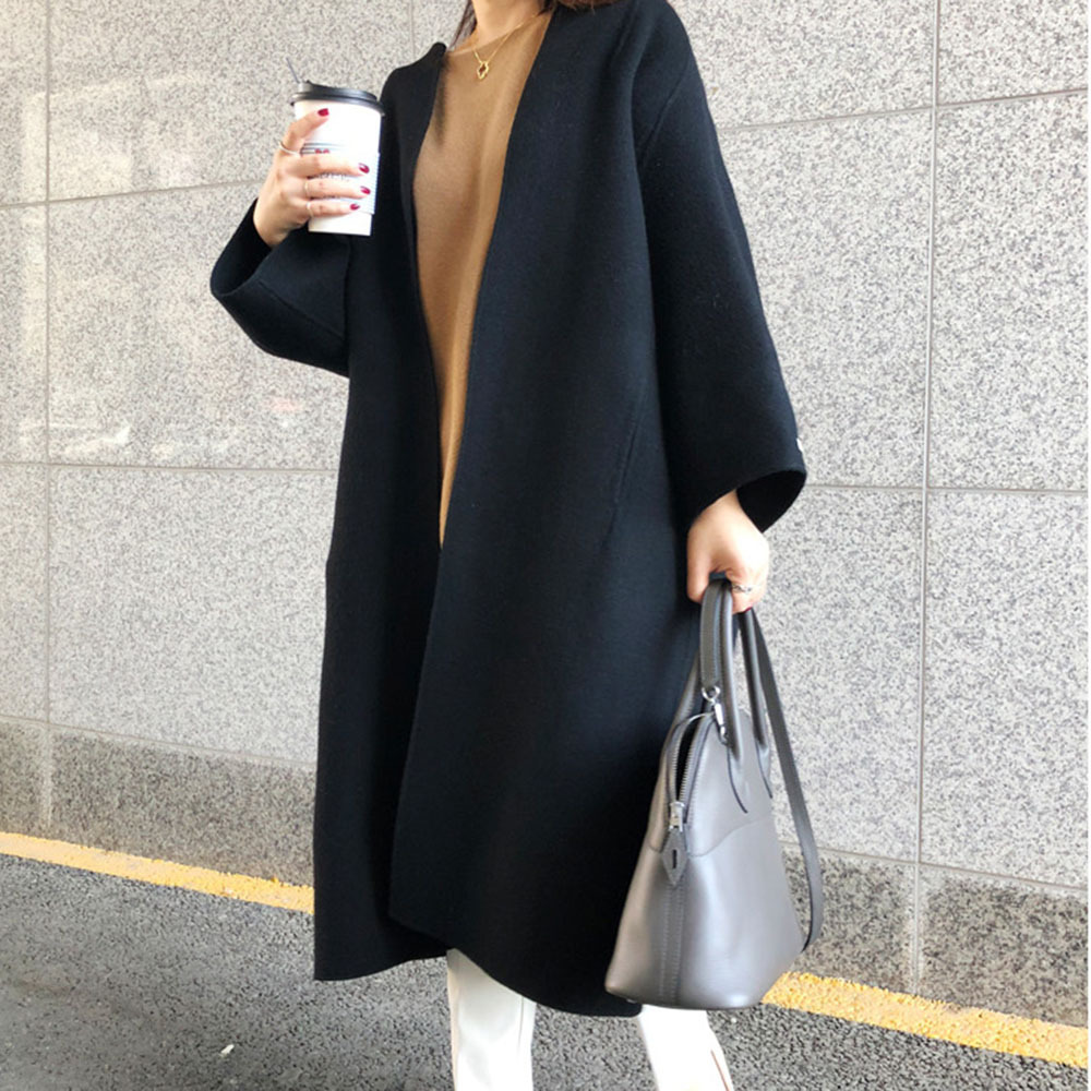 Women's Autumn Winter New Style Coat Pure Color Commute Straight Loose New Version Cotton Polyester Long Sleeve Coat display picture 5