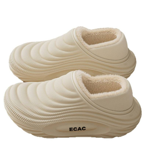 New Baotou waterproof cotton slippers for stomach-walking home cotton shoes for men and women in winter warm and non-slip couples cotton slippers