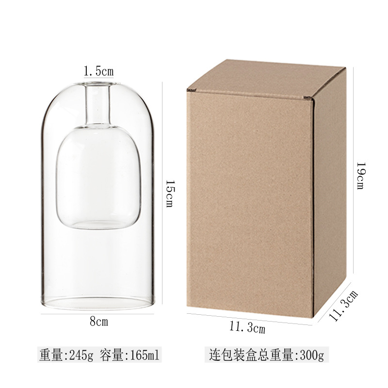 Botella de aromaterapia de vidrio de doble capa simple de estilo europeo hogar sala de estar dormitorio volátil ratán decoración floral botella vacía