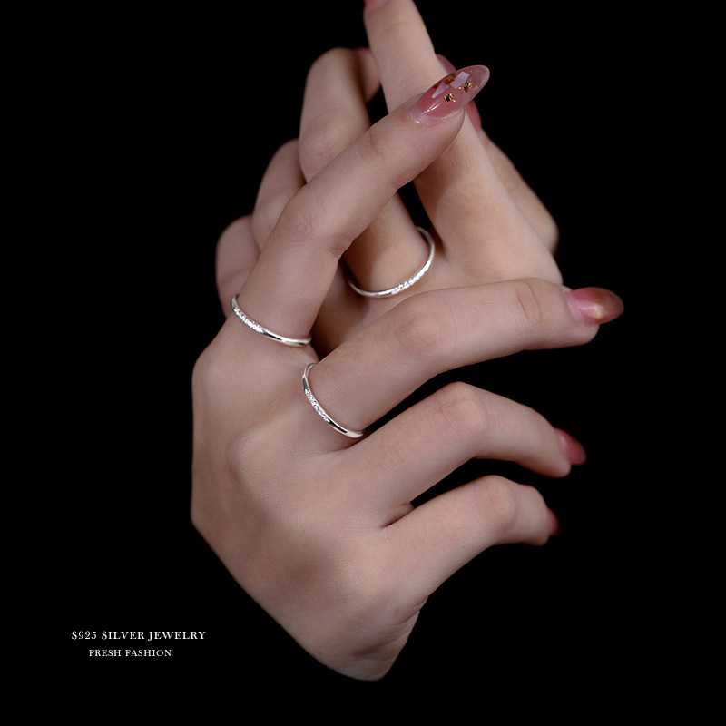 S Sterling Silber Design geschlossene Schleife schlichter Ring für Frauen, Japan, Südkorea, leichter Luxus, Nische minimalistisch Basic_voghion.com