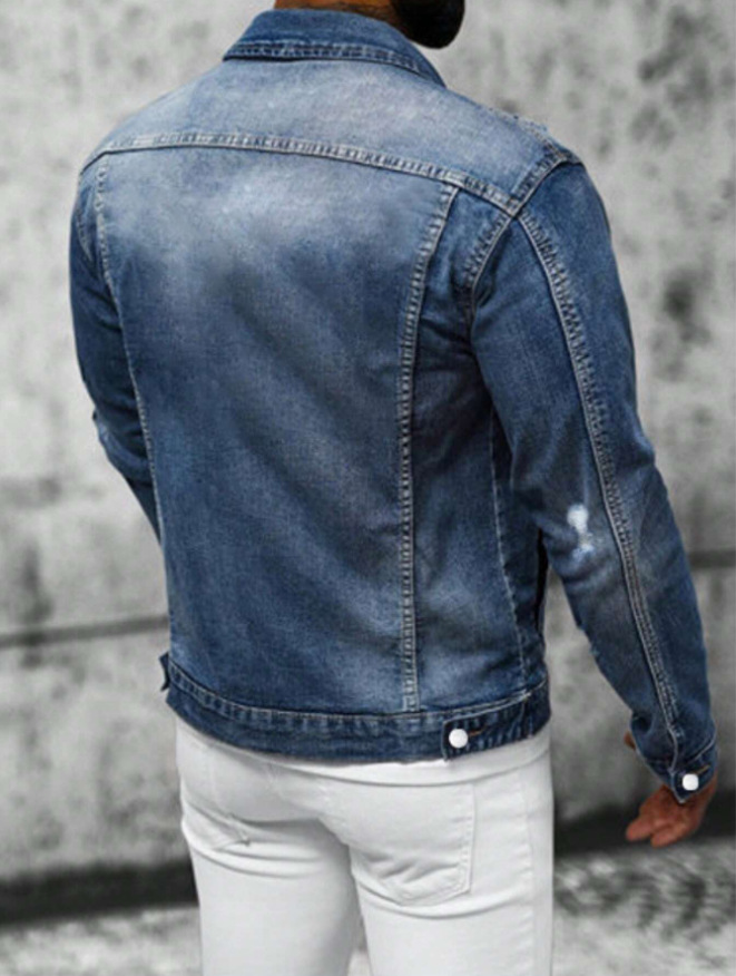 Veste en jean homme slim fit versatile en denim stretch_voghion.com