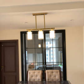 法式全铜餐厅吊灯温馨吧台饭厅灯铜灯黑擦金简约美式创意三头吊灯