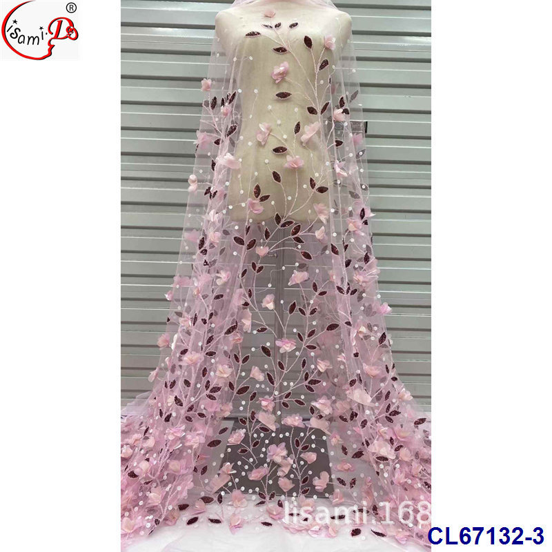 法式复古满幅立体贴花密绣蕾丝面料 连衣裙礼服装网纱绣批发