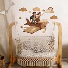 B18605新款创意男孩女孩飞机云朵墙贴客厅卧室背景装饰自粘墙贴