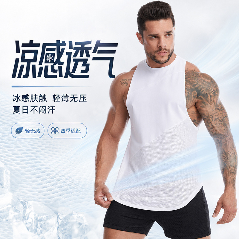 Amazon Cross-Border Loose-Fitting Large Size Sports Vest for Men, Summer High-Elastic Quick-Drying Vest, Sweat-Proof Running Basketball Top Amazon Cross-Border Loose-Fitting Large Size Sports Vest for Men, Summer High-Elastic Quick-Drying Vest, Sweat-Proof Running Basketball Top