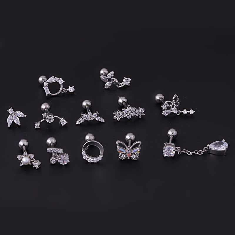 Ear Cartilage Rings & Studs Fashion Flower 316 Stainless Steel  Copper Plating display picture 3