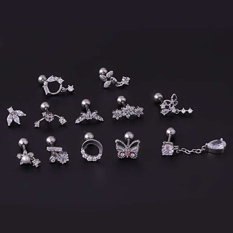 Housewarming, Anniversary, Business, Wedding, Travel, Birthday, Festival Occasion 316L Stainless Steel , Copper Material 316L Stainless Steel Copper Ear Cartilage Rings & Studs Flower Waterproof Non Tarnish Surgical Steel