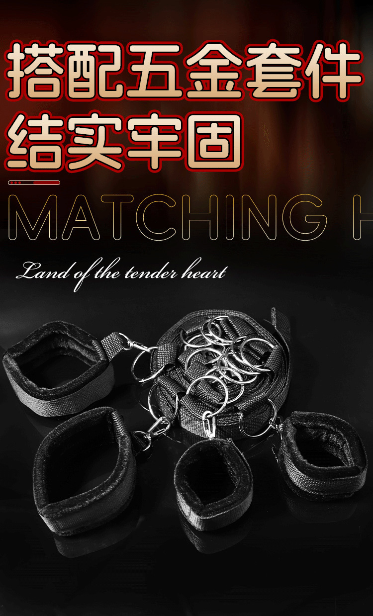 PU Leather Bondage Restraint Set with Ball Gag, Whip, Nipple Clamps, Handcuffs and Ankle Cuffs — detail image 7