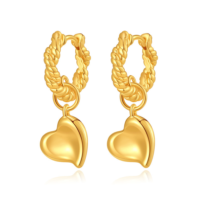 Fashion Heart Shape Copper Plating Dangling Earrings 1 Pair