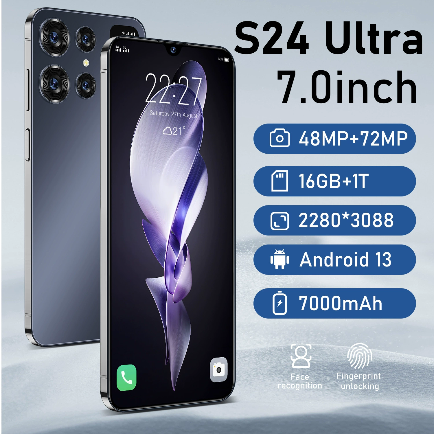 Кросс-бордер Android-смартфон S24 Ultra с истинной перфорированной экраном 16+1T зарубежная версия розничная ставка (горячий товар)