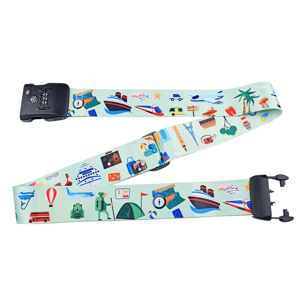 One-word Customs lock TSA thermal transfer luggage belt cross luggage trolley case safety binding belt travel luggage lock