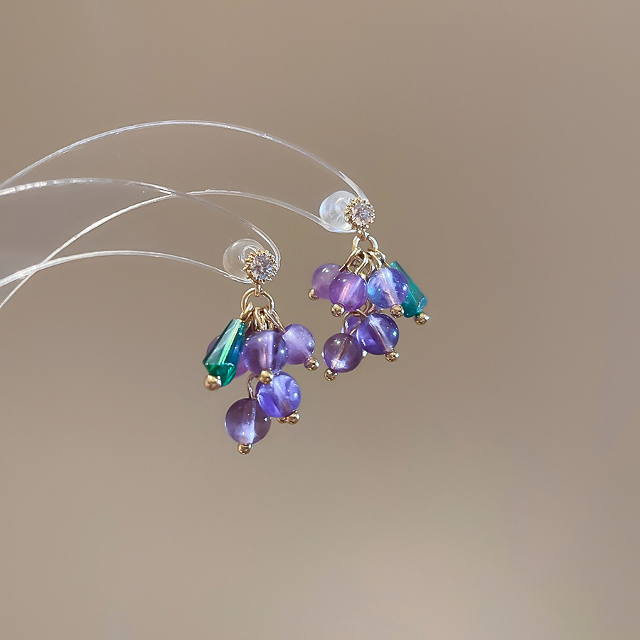 Pendientes de flores de color dopamina Pendientes dulces y frescos de primavera y verano Pendientes pequeños y elegantes de alta gama para mujer