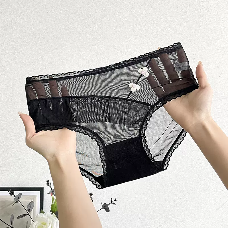 热恋夜幕~新款网纱蕾丝内裤女纯欲性感黑白红系列三角裤女生直销