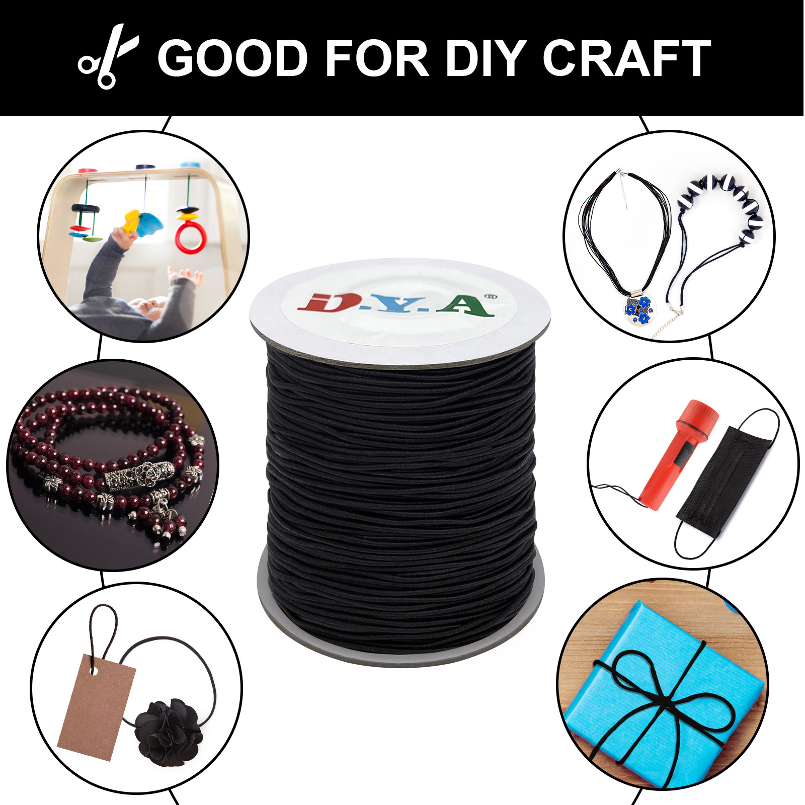 厂家供应涤纶进口弹力绳乳胶弹力绳鞋帽调节绳脖领挂绳躺椅固定绳