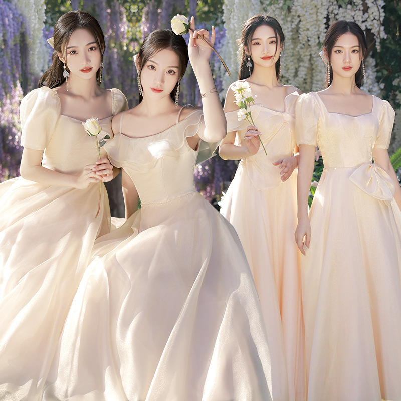 (Clearance) New Bridesmaid Dresses 2026 Wedding Sister Group Champagne Color Slimming Graduation Season Performance Costumes Choir Uniforms
