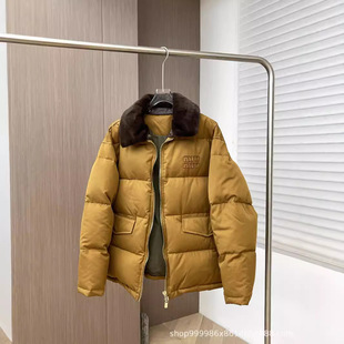 Fashionable Brand Mm24 Autumn and Winter New Fashionable Retro Contrasting Double-Layer Fur Collar Warm Bread down Jacket