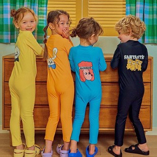 South Korea children's one-piece swimsuit 2025 new sunscreen quick-drying long-sleeved trousers for boys and girls cute baby swimwear