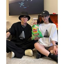 包邮男装港风学生简约体恤半袖春夏国潮宽松情侣潮牌t恤短袖上衣