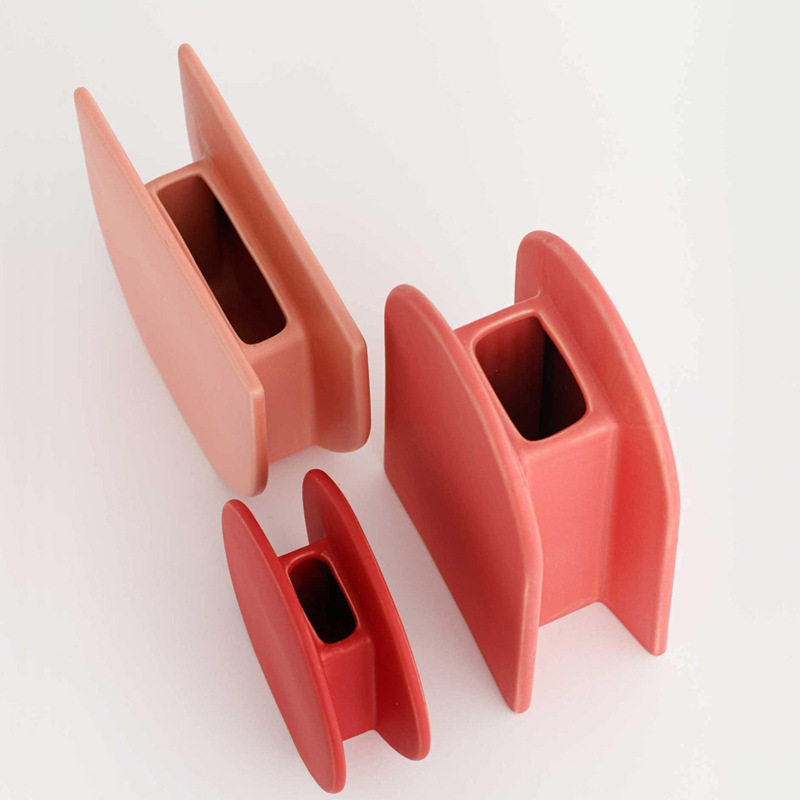 Jarrón rojo nórdico decoración de cerámica sala de estar creativa arreglo de flores flor seca TV gabinete mesa de comedor Decoración