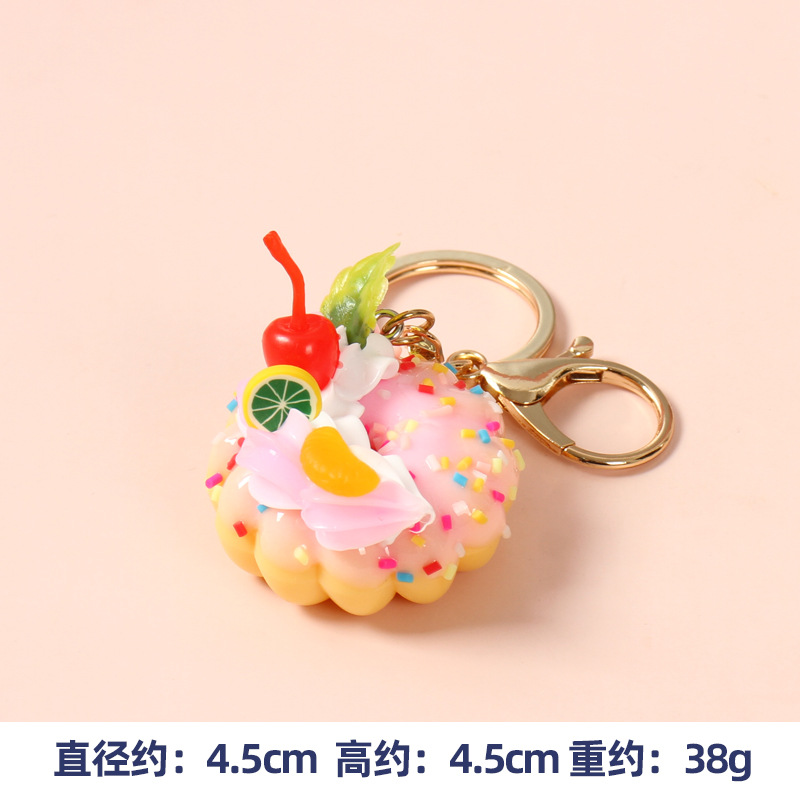 Simulación postre donut llavero colgante simulación pastel de frutas Decoración Accesorios cura pastel de crema
