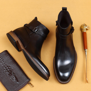 [vip for] British pointed Chelsea boots men's shoes winter leather leather leather lining business formal short boots