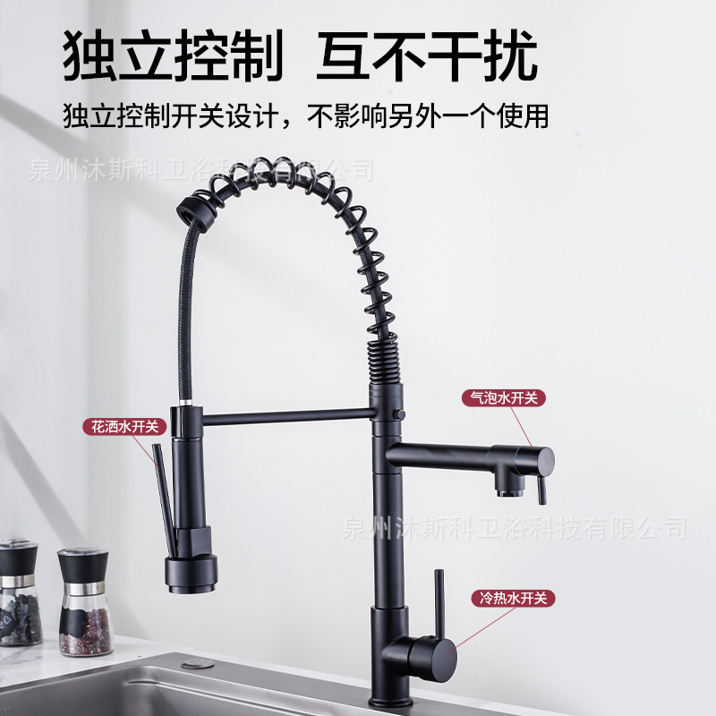 Grifos de cocina de acero inoxidable grifos de primavera transfronterizos para la cocina mayorista lavabo doble función grifos de agua caliente y fría