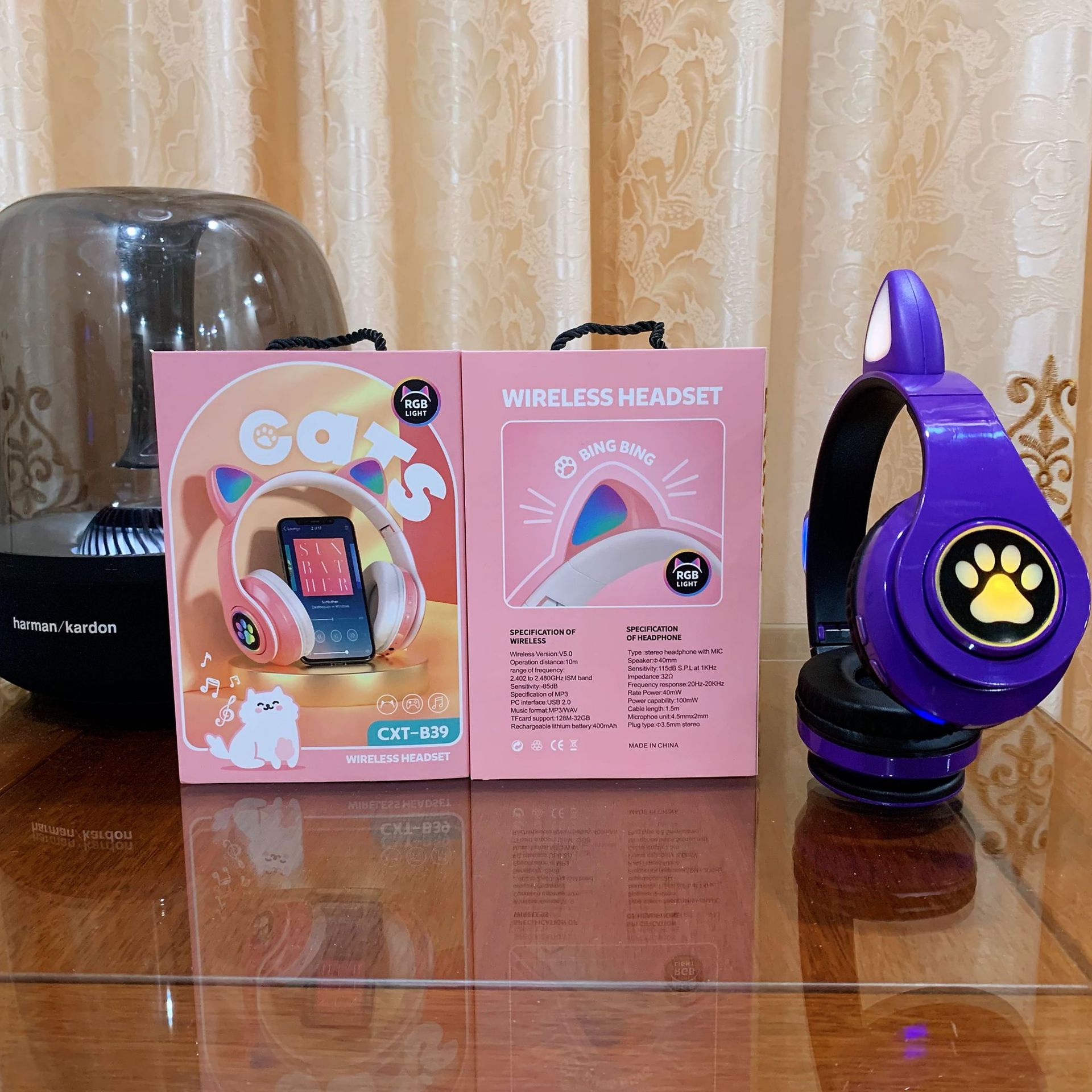 Transfronterizo en stock suministro B39 oreja de gato auriculares Bluetooth plegable auriculares estéreo auriculares inalámbricos al por mayor