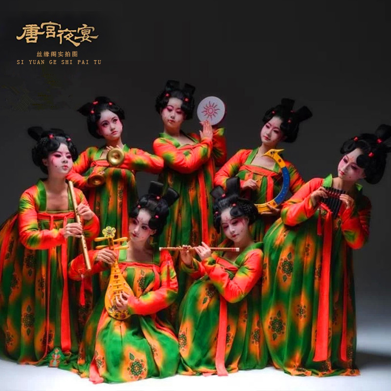 荷花獎舞蹈服裝唐裝齊胸襦裙漢服改良仙女裙唐宮夜宴演出服