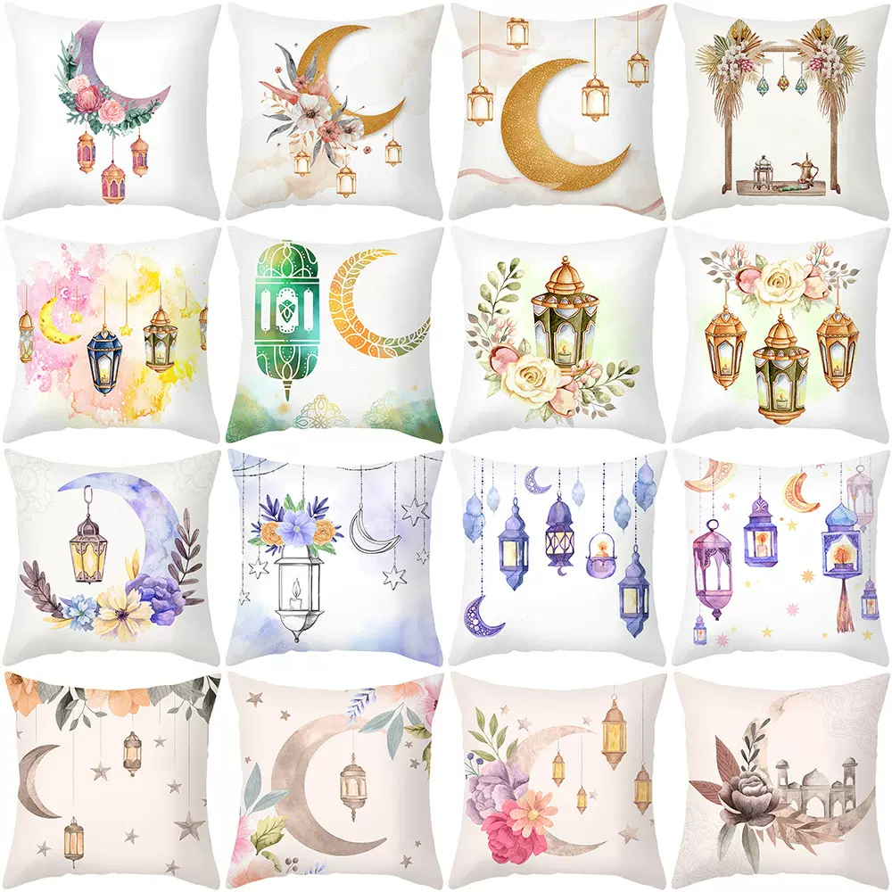 跨境亚马逊金色月亮桃皮绒抱枕套家居印花客厅沙发靠枕靠垫套