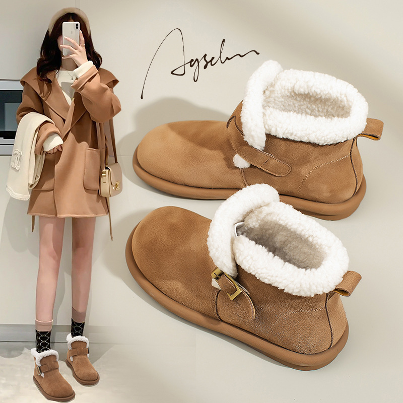 Botas de nieve Aogushiden para mujer, nueva moda primavera 2025, estilo coreano informal, botas cortas hasta la pantorrilla, básicas y cómodas