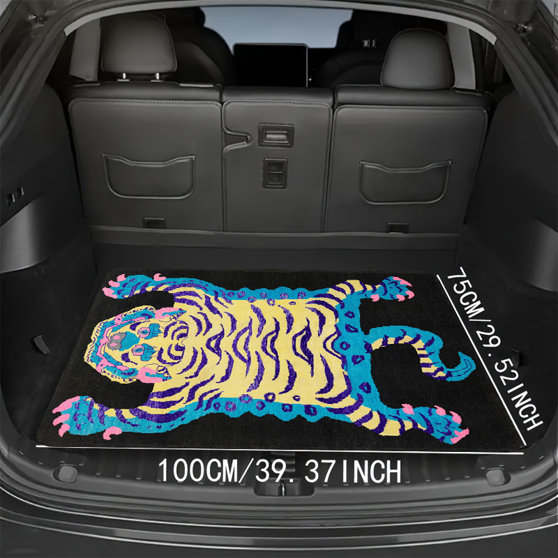 Cross-border generation American retro tiger crystal velvet dirt-resistant easy to take care of car trunk mat non-slip storage mat