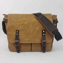 跨境原创复古男士单肩包休闲包帆布包斜挎横款电脑包相机包邮差包