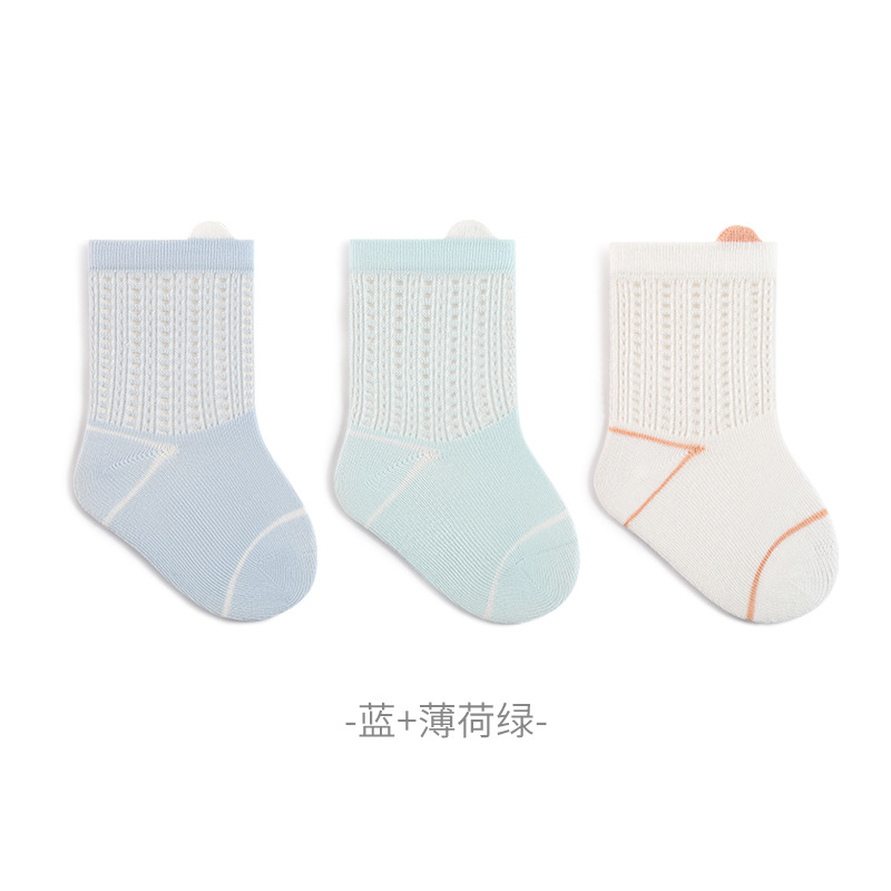 Calcetines para bebés recién nacidos, calcetines de algodón de malla ultrafina de verano 0 - 3 para bebés recién nacidos, clase A sin hueso, no estrangular las piernas