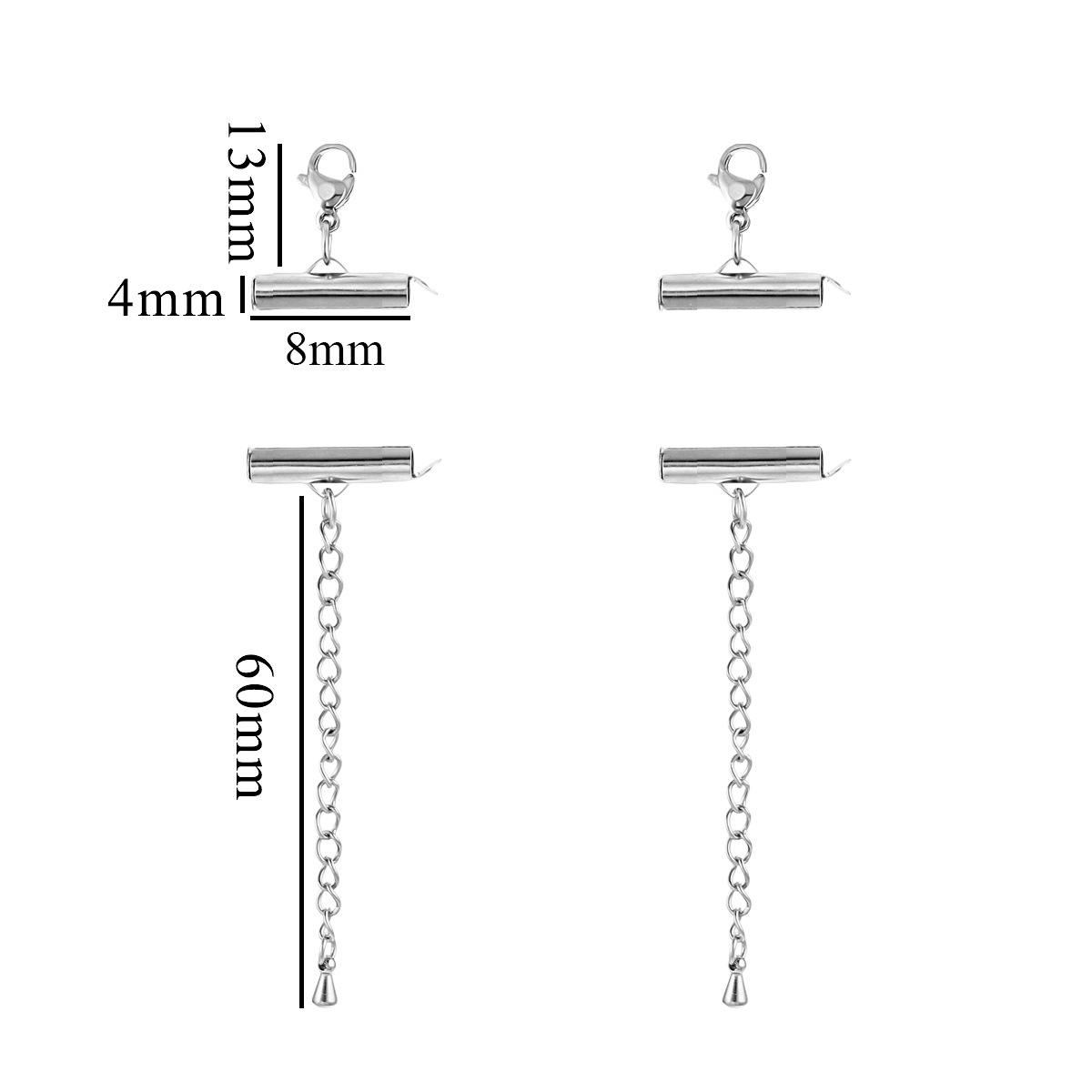 Tubo de cadena de perlas de acero inoxidable conjunto de collar de pulsera moda universal tubo hueco de ranura única tubo deslizante hebilla diy accesorios de joyería image 8