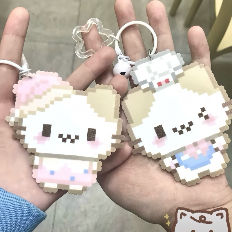 日系卡通像素小兔kitty钥匙扣挂件甜美可爱包包挂件亚克力挂饰品|undefined