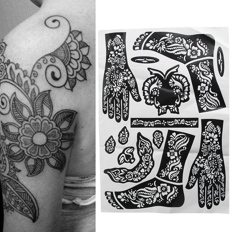 Temporary stickers body painting hand leg arm spray gun tattoo template henna tattoo hollow Template