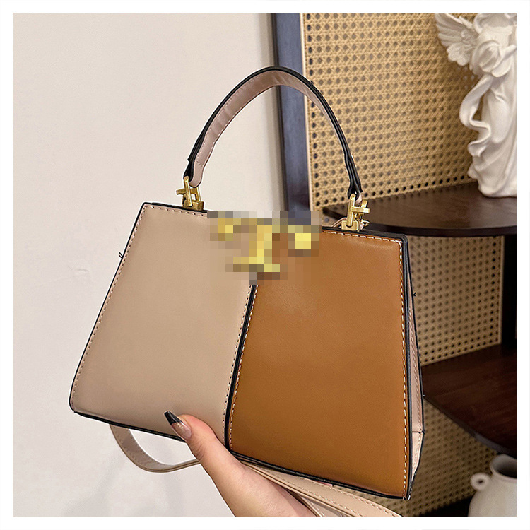 Bolso de mujer de moda de color de contraste transfronterizo nuevo bolso de mensajero portátil de pu de tendencia europea y americana