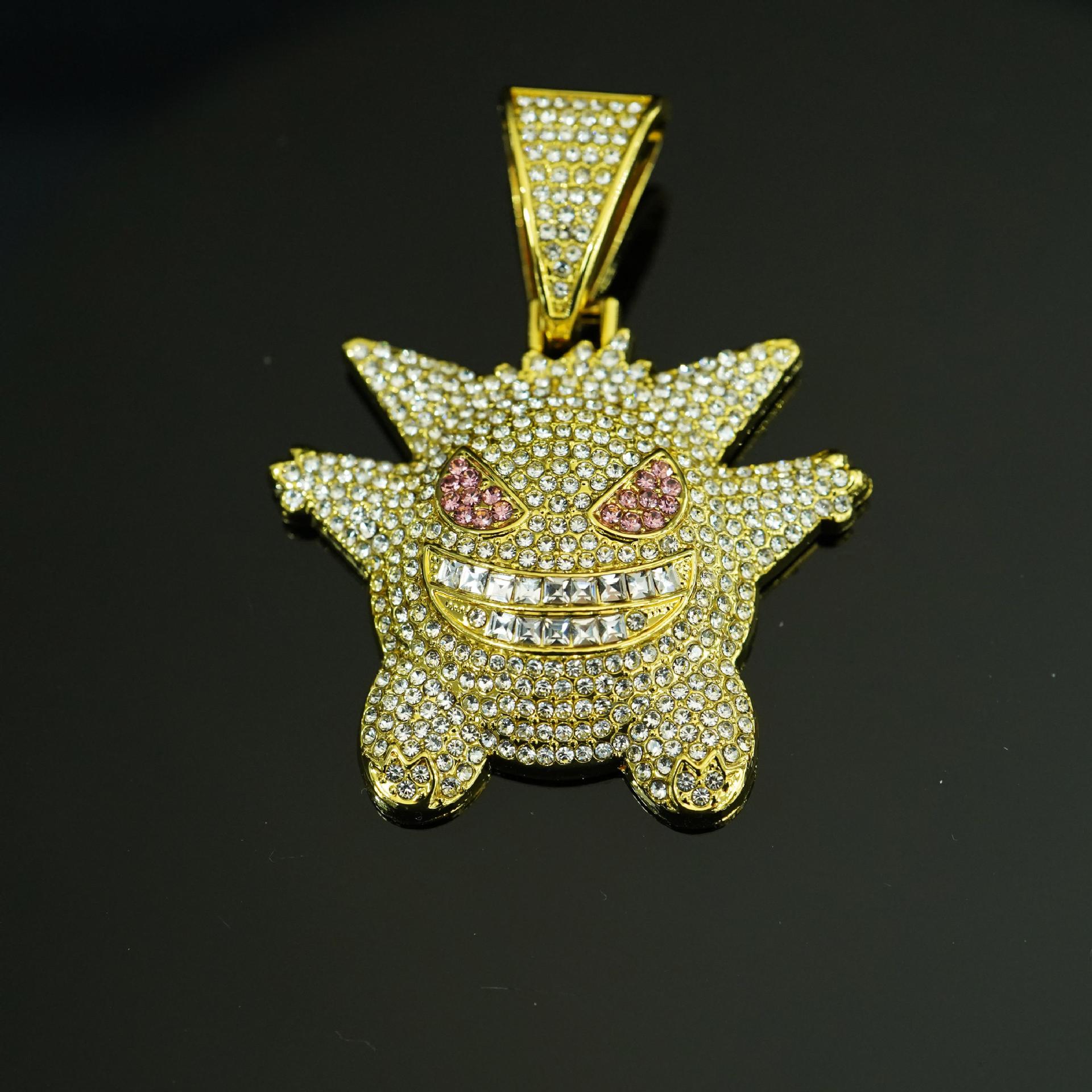 Personalidad europea y americana hiphop Pokemon elfo anime mascota elfo gungghost colgante de aleación collar de hip-hop