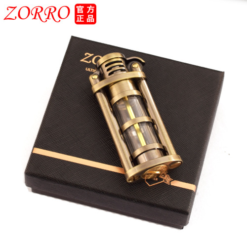 Zorro kerosene lighter 652 transparent oil tank creative vintage retro grinding wheel pendant metal lighter wholesale