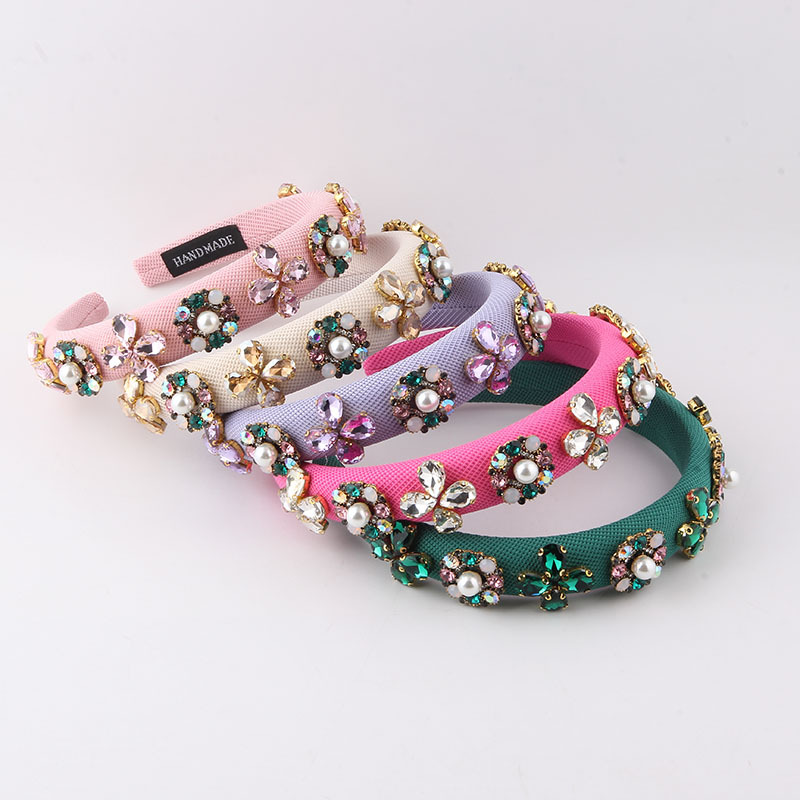 Fashion Flower Sponge Diamond Hair Band display picture 1