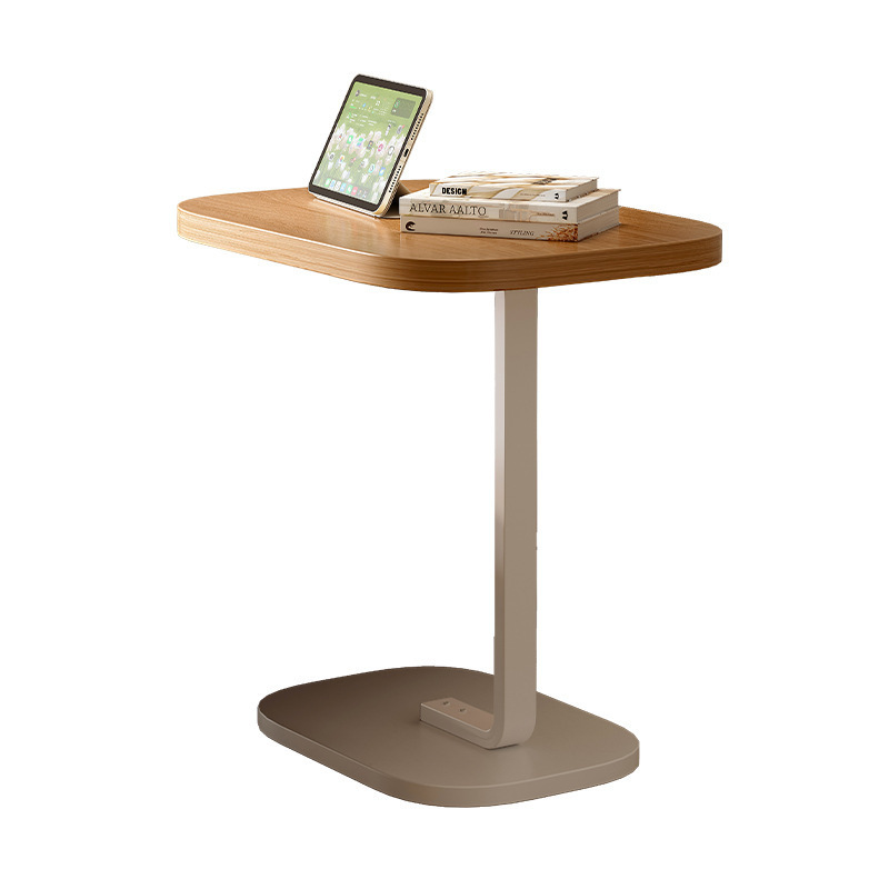 Mesa de noche, dormitorio, estante de cabecera, mesa de centro pequeña para el hogar de madera maciza perezosa móvil, mesa pequeña que se puede levantar y voltear