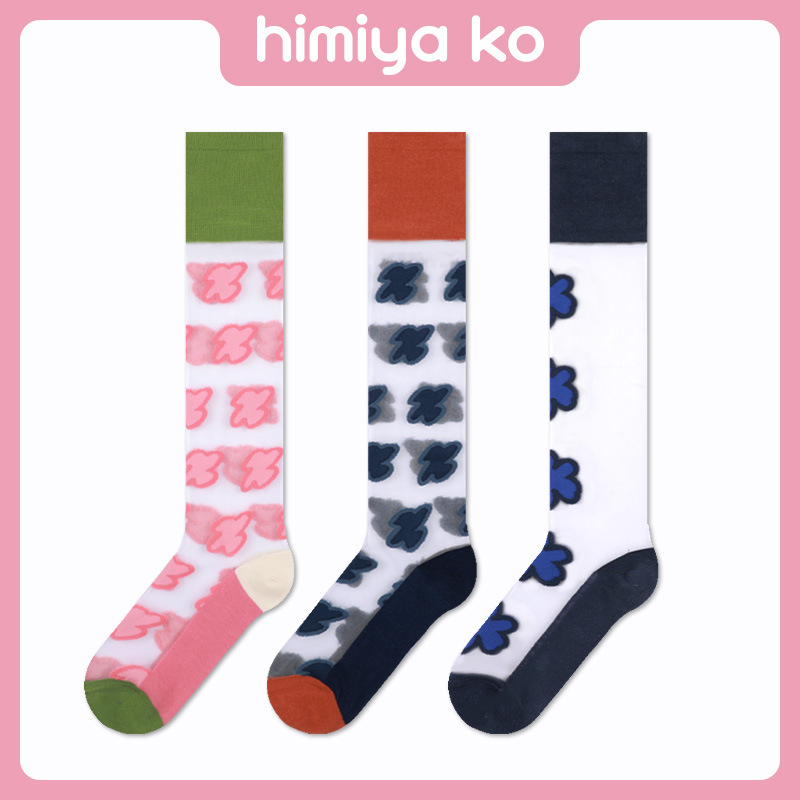 2021 stockings women's small flower flower world series design calf stockings summer breathable crystal socks
