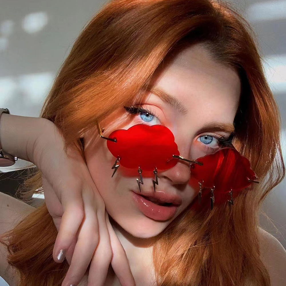 45g Weight Frameless Glasses Structure Fashion Clouds Lightning PC UV400 Protection Special-Shaped Mirror Frameless Women's Sunglasses