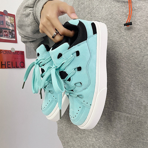 National trend ins Hong Kong style niche retro couple canvas shoes chic all-match college thick-soled casual sports sneakers for men