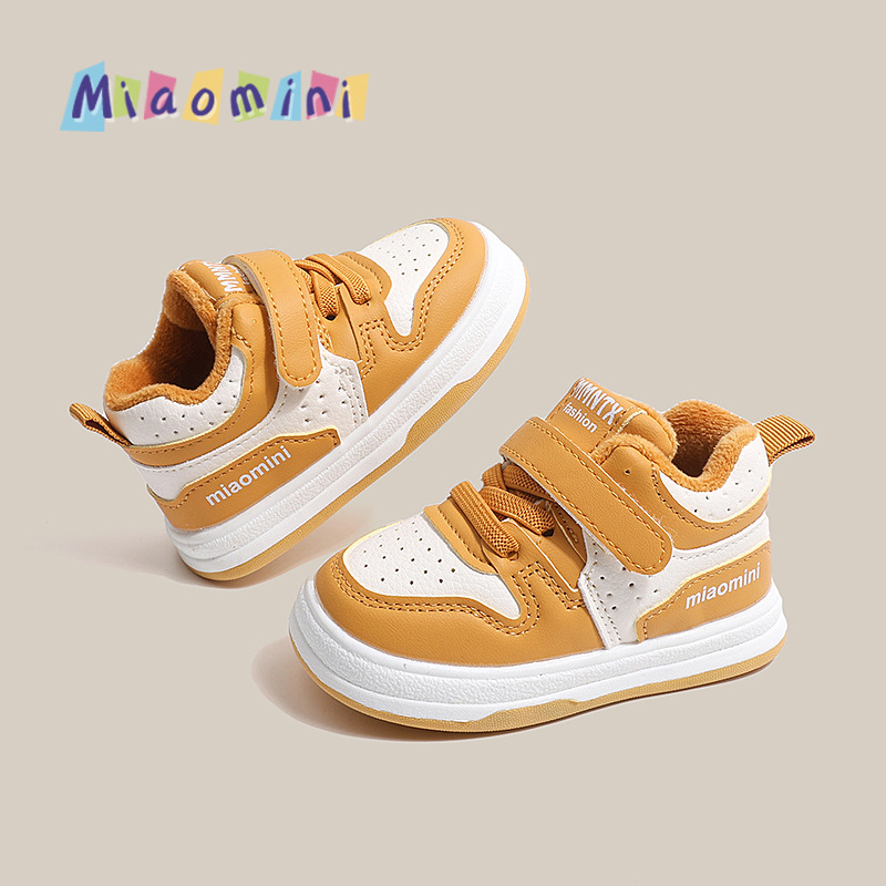Scarpe invernali per neonati, foderate in cotone, impermeabili, sportive, con tomaia in pelle e fodera in pile, per bambine e bambini da 1 a 3 anni._voghion.com
