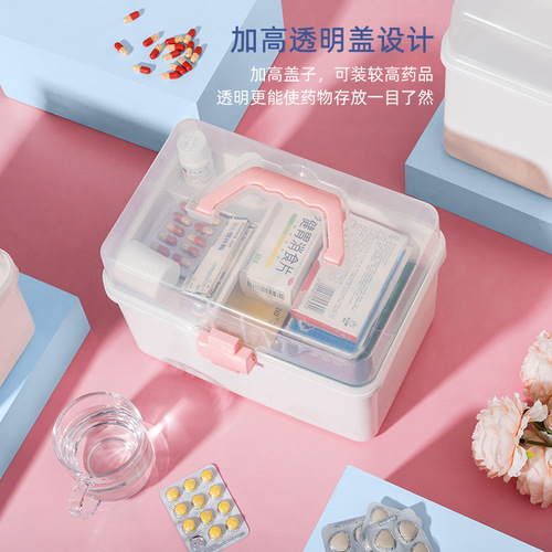 Large-capacity medicine box, family medicine storage box, household portable epidemic prevention medicine box, large first aid box, medical box