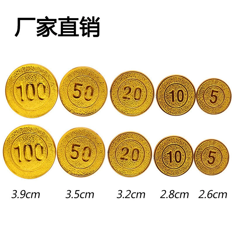 Прямые продажи с фабрики, золотой реквизит, золотые монеты, 100 номиналов, значение 5020, чип, очки награды, украшение, головоломка