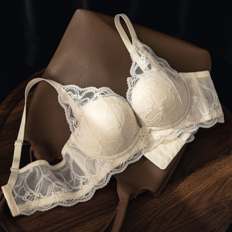 K47 Lace Pure Desire Style Underwear Women's Gathering Small Chest Showy and Large Nipped Breast Anti-Sagging Non-Ringed Bra suit